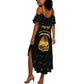 Personalized Liberia National Emblem Golden Summer Maxi Dress Vai Syllabary Heritage - African Pride