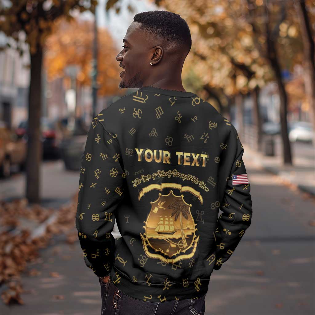 Personalized Liberia National Emblem Golden Sweatshirt Vai Syllabary Heritage - African Pride