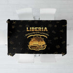 Liberia National Emblem Golden Tablecloth Vai Syllabary Heritage - African Pride