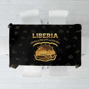 Liberia National Emblem Golden Tablecloth Vai Syllabary Heritage - African Pride