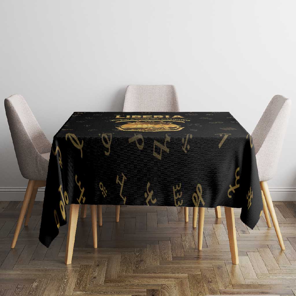 Liberia National Emblem Golden Tablecloth Vai Syllabary Heritage - African Pride
