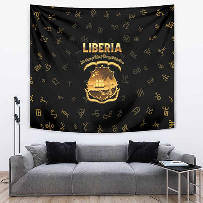Liberia National Emblem Golden Tapestry Vai Syllabary Heritage - African Pride