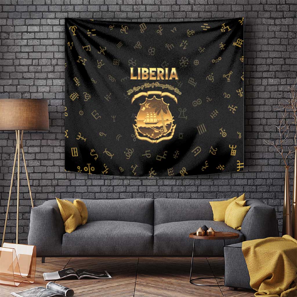 Liberia National Emblem Golden Tapestry Vai Syllabary Heritage - African Pride