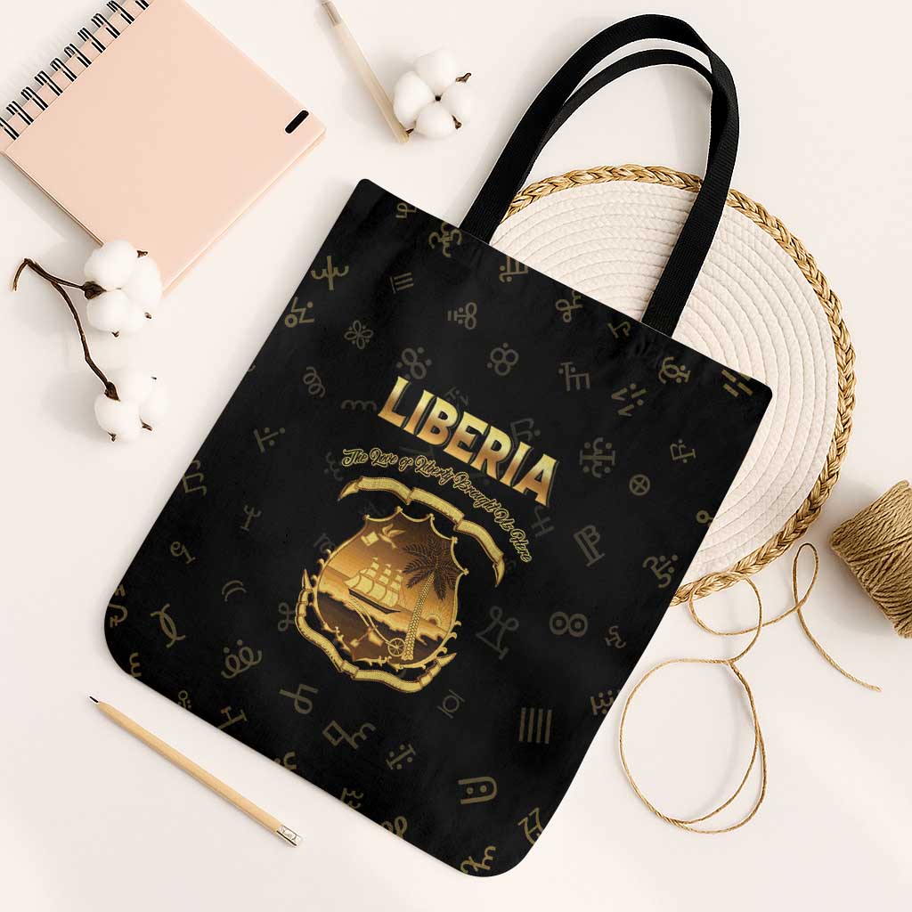 Liberia Vai Syllabary Heritage Tote Bag National Emblem Golden Style