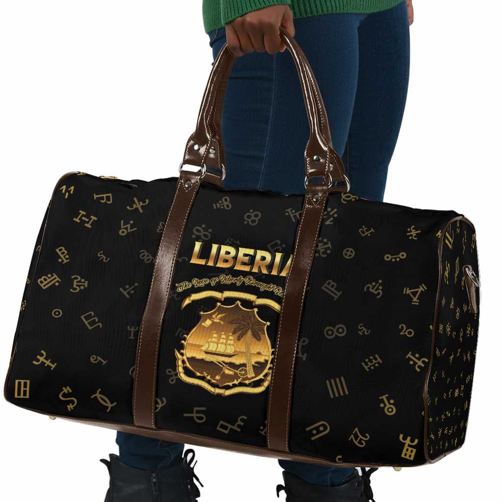Liberia Vai Syllabary Heritage Travel Bag National Emblem Golden Style