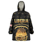 Personalized Liberia National Emblem Golden Wearable Blanket Hoodie Vai Syllabary Heritage - African Pride