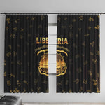 Liberia National Emblem Golden Window Curtain Vai Syllabary Heritage - African Pride