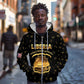 Personalized Liberia National Emblem Golden Zip Hoodie Vai Syllabary Heritage - African Pride