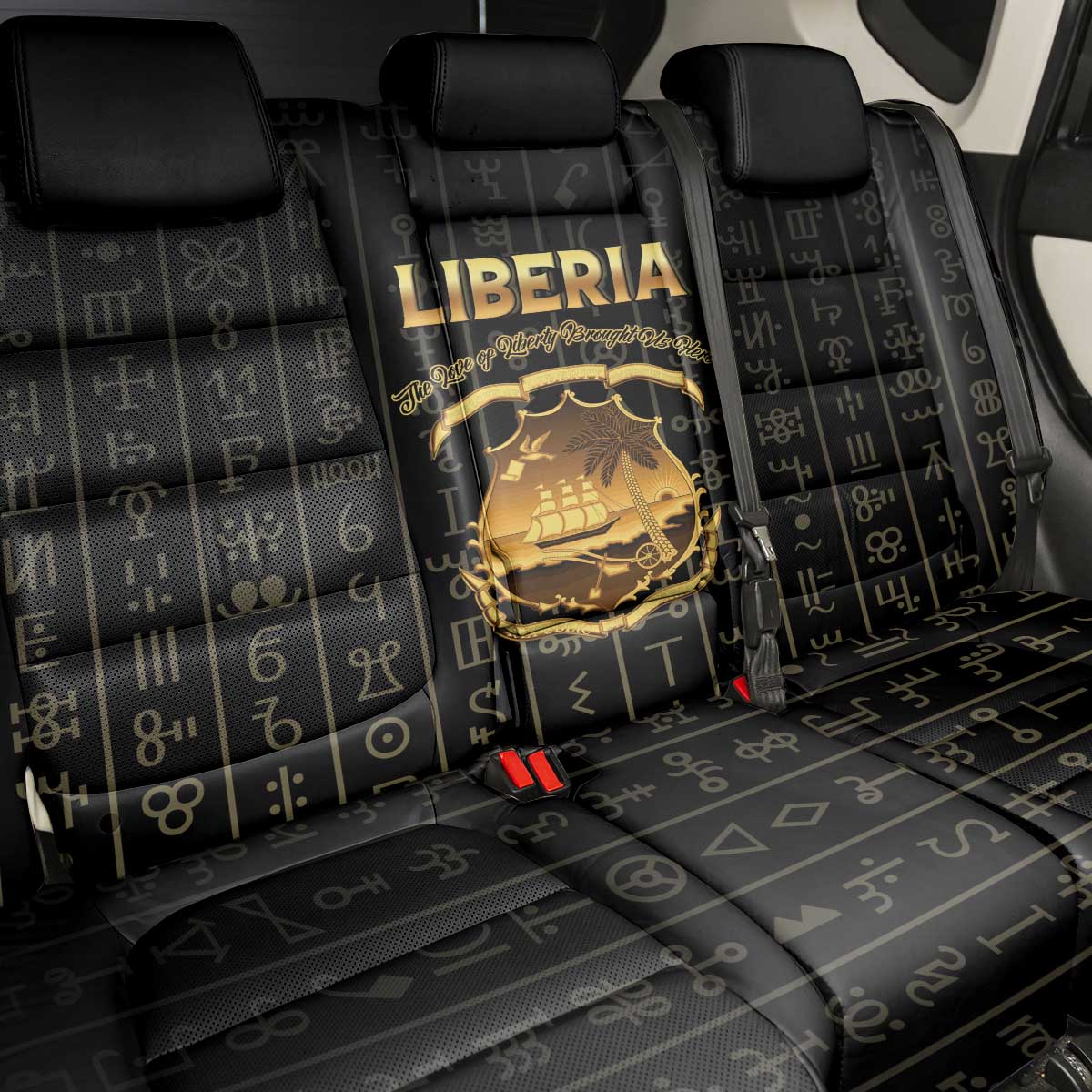 Liberia Back Car Seat Cover Vai Syllabary Pattern - African Pride