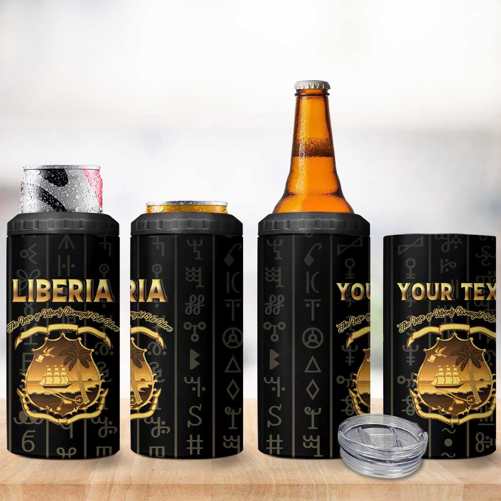 Personalized Liberia 4 in 1 Can Cooler Tumbler Vai Syllabary Pattern - African Pride