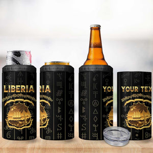 Personalized Liberia 4 in 1 Can Cooler Tumbler Vai Syllabary Pattern - African Pride