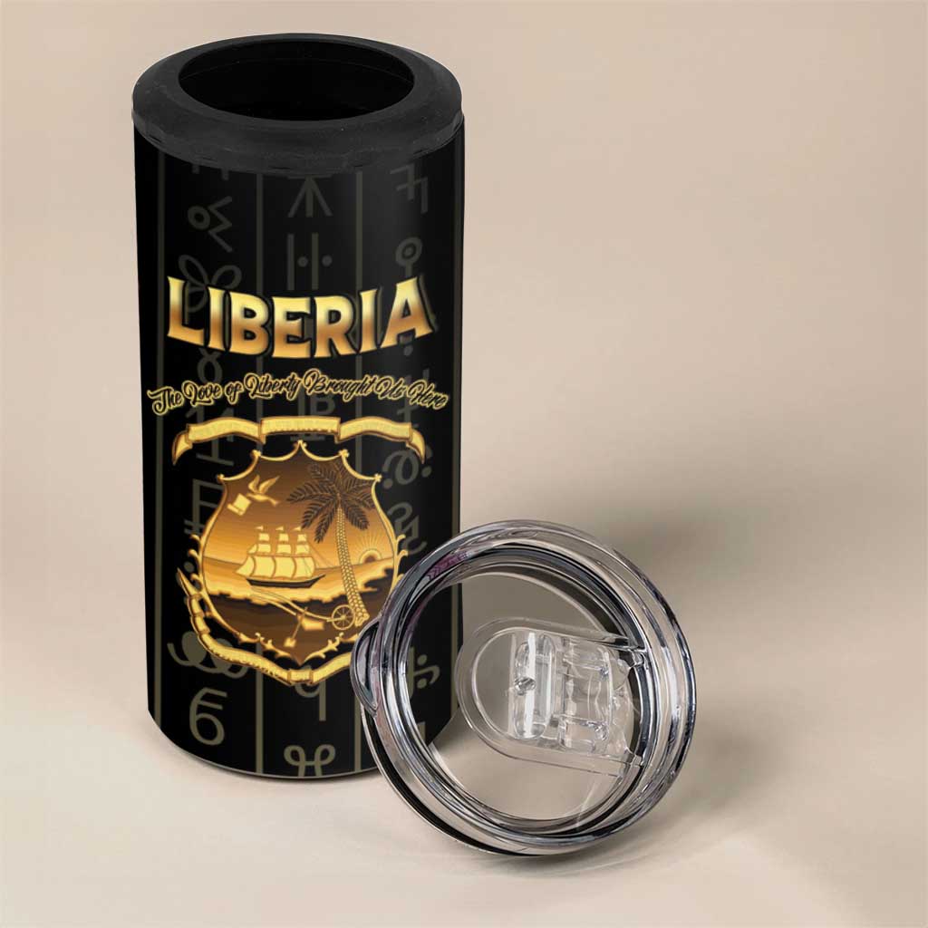 Personalized Liberia 4 in 1 Can Cooler Tumbler Vai Syllabary Pattern - African Pride