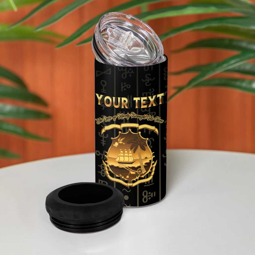Personalized Liberia 4 in 1 Can Cooler Tumbler Vai Syllabary Pattern - African Pride