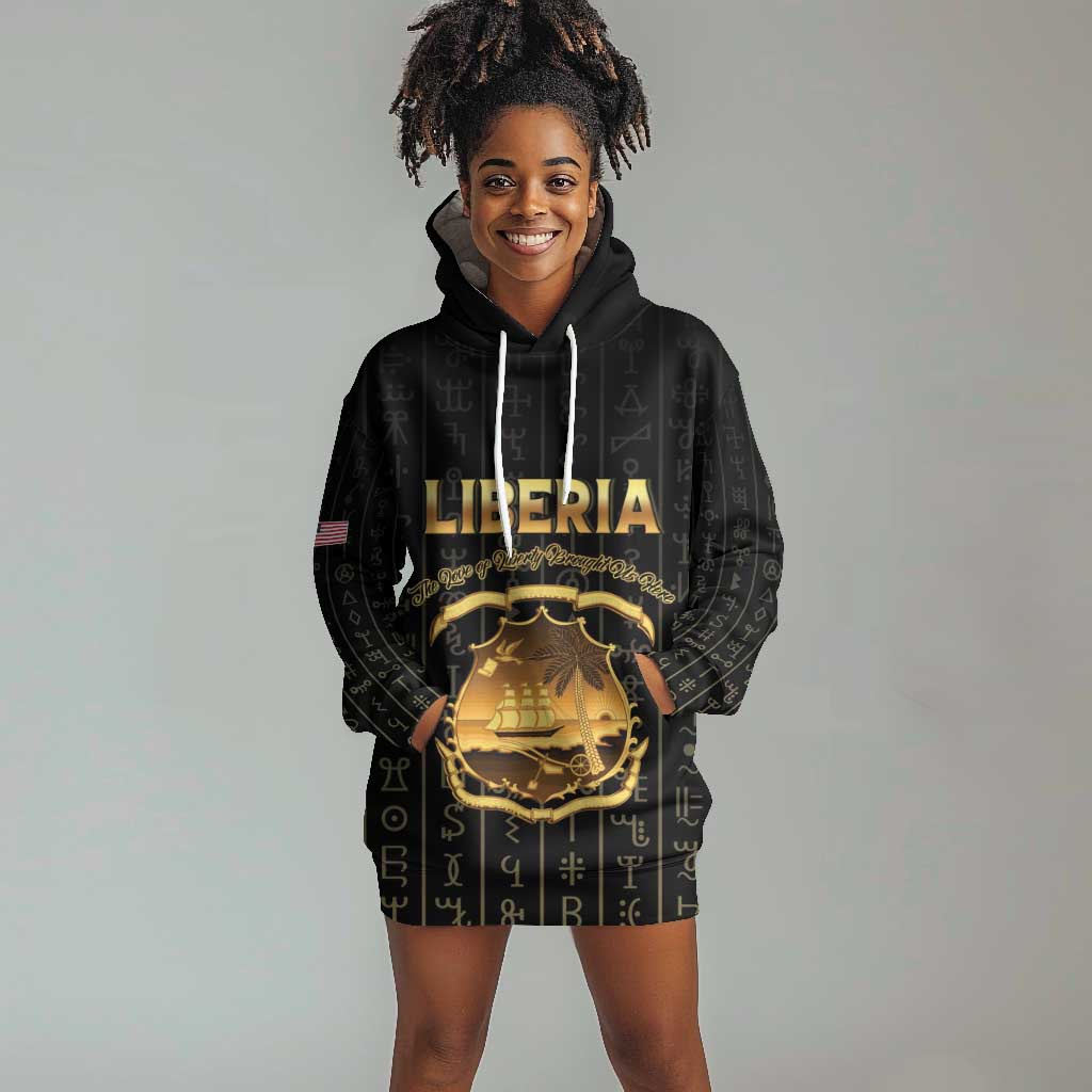 Personalized Liberia Hoodie Dress Vai Syllabary Pattern - African Pride