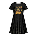 Personalized Liberia Kid Short Sleeve Dress Vai Syllabary Pattern - African Pride