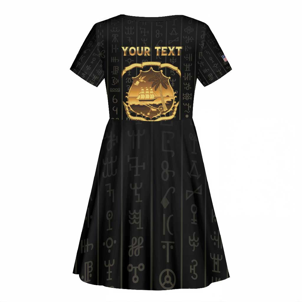 Personalized Liberia Kid Short Sleeve Dress Vai Syllabary Pattern - African Pride