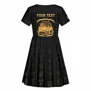 Personalized Liberia Kid Short Sleeve Dress Vai Syllabary Pattern - African Pride