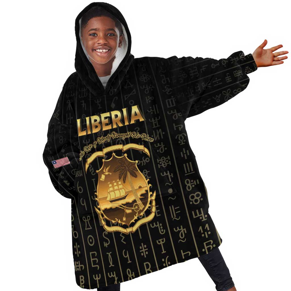 Personalized Liberia Kid Wearable Blanket Hoodie Vai Syllabary Pattern - African Pride