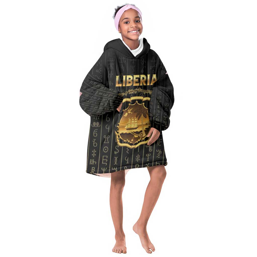 Personalized Liberia Kid Wearable Blanket Hoodie Vai Syllabary Pattern - African Pride