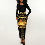 Personalized Liberia Long Sleeve Bodycon Dress Vai Syllabary Pattern - African Pride