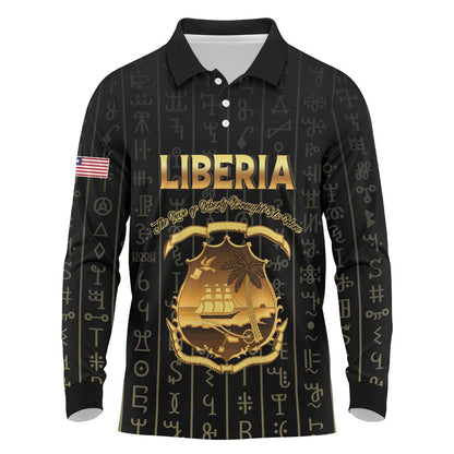 Personalized Liberia Long Sleeve Polo Shirt Vai Syllabary Pattern - African Pride