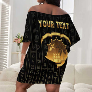 Personalized Liberia Off Shoulder Short Dress Vai Syllabary Pattern - African Pride