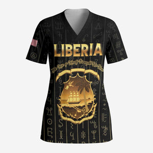 Personalized Liberia Scrub Top Vai Syllabary Pattern - African Pride