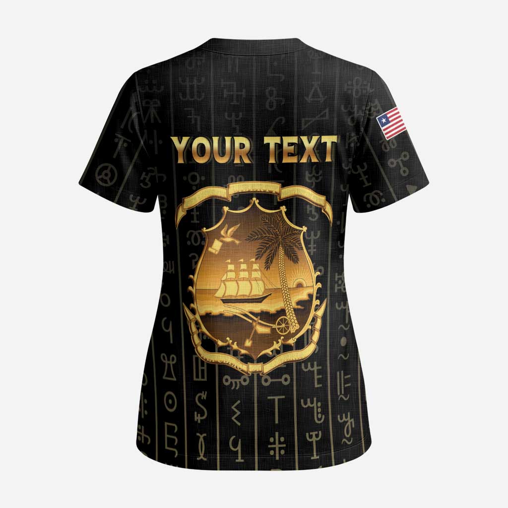 Personalized Liberia Scrub Top Vai Syllabary Pattern - African Pride