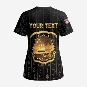 Personalized Liberia Scrub Top Vai Syllabary Pattern - African Pride
