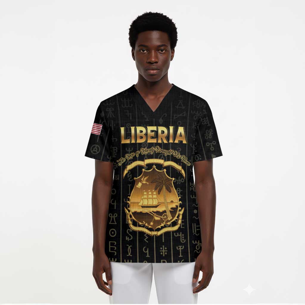 Personalized Liberia Scrub Top Vai Syllabary Pattern - African Pride