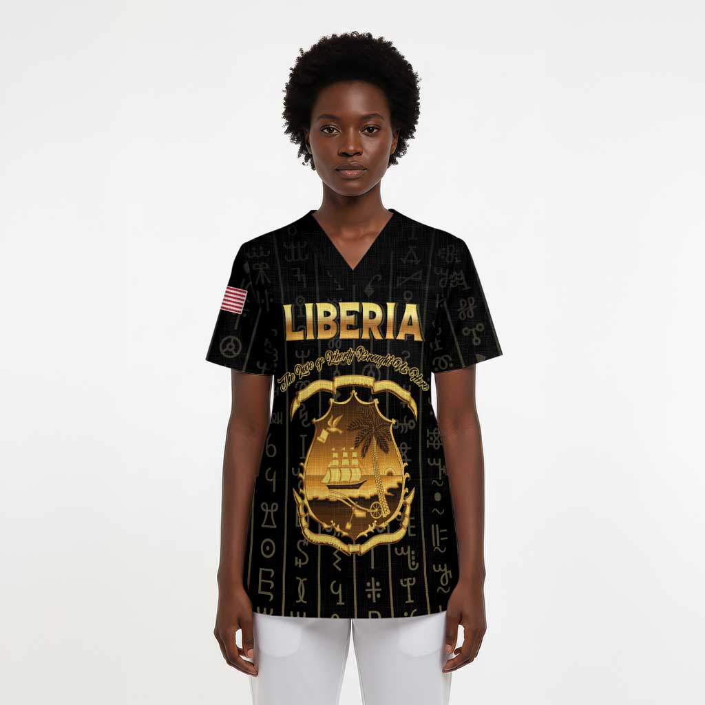 Personalized Liberia Scrub Top Vai Syllabary Pattern - African Pride
