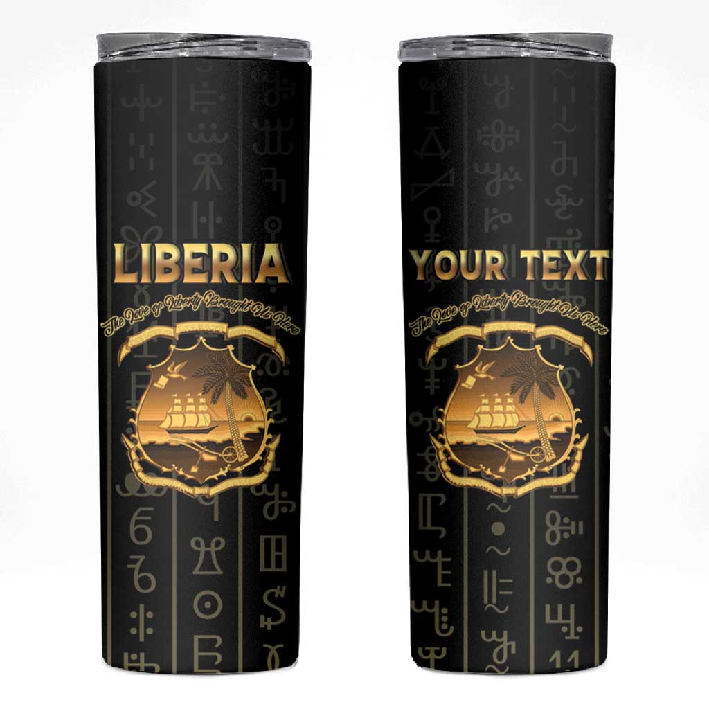 Personalized Liberia Skinny Tumbler Vai Syllabary Pattern - African Pride