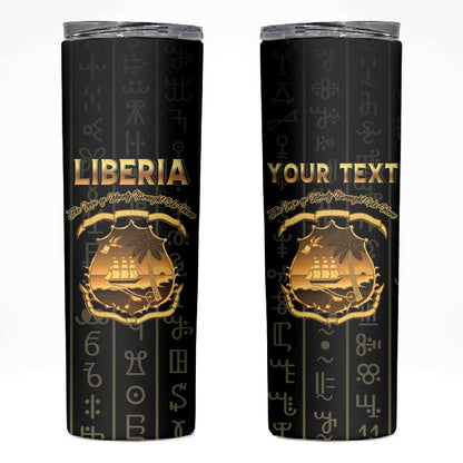 Personalized Liberia Skinny Tumbler Vai Syllabary Pattern - African Pride