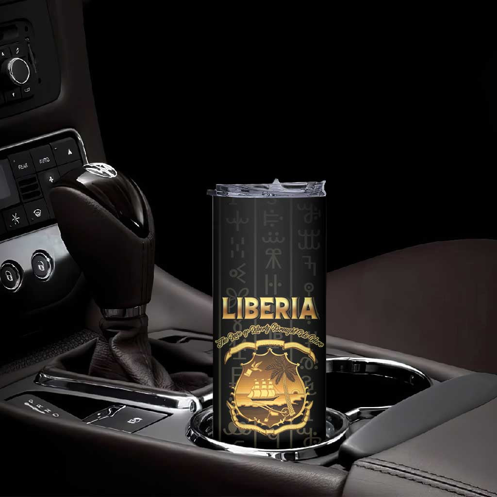 Personalized Liberia Skinny Tumbler Vai Syllabary Pattern - African Pride