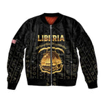 Personalized Liberia Sleeve Zip Bomber Jacket Vai Syllabary Pattern - African Pride