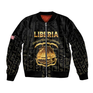 Personalized Liberia Sleeve Zip Bomber Jacket Vai Syllabary Pattern - African Pride