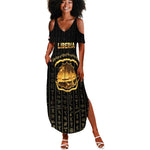 Personalized Liberia Summer Maxi Dress Vai Syllabary Pattern - African Pride