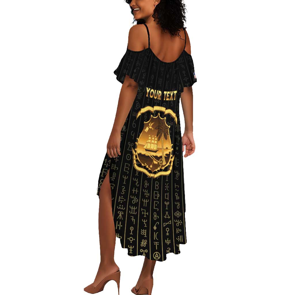 Personalized Liberia Summer Maxi Dress Vai Syllabary Pattern - African Pride