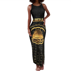 Personalized Liberia Tank Maxi Dress Vai Syllabary Pattern - African Pride