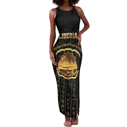 Personalized Liberia Tank Maxi Dress Vai Syllabary Pattern - African Pride