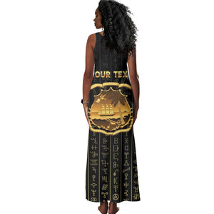 Personalized Liberia Tank Maxi Dress Vai Syllabary Pattern - African Pride