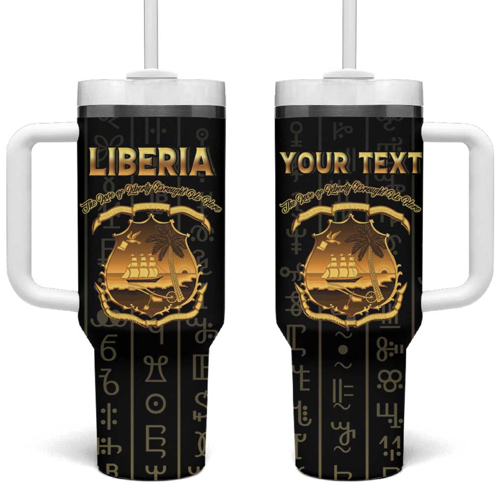 Personalized Liberia Tumbler With Handle Vai Syllabary Pattern - African Pride