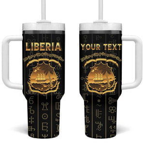 Personalized Liberia Tumbler With Handle Vai Syllabary Pattern - African Pride
