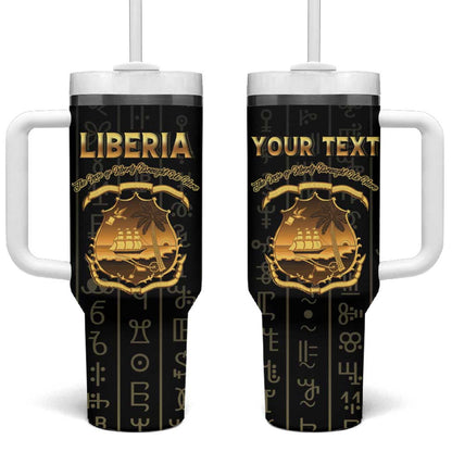 Personalized Liberia Tumbler With Handle Vai Syllabary Pattern - African Pride