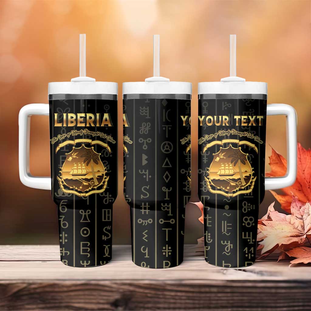 Personalized Liberia Tumbler With Handle Vai Syllabary Pattern - African Pride