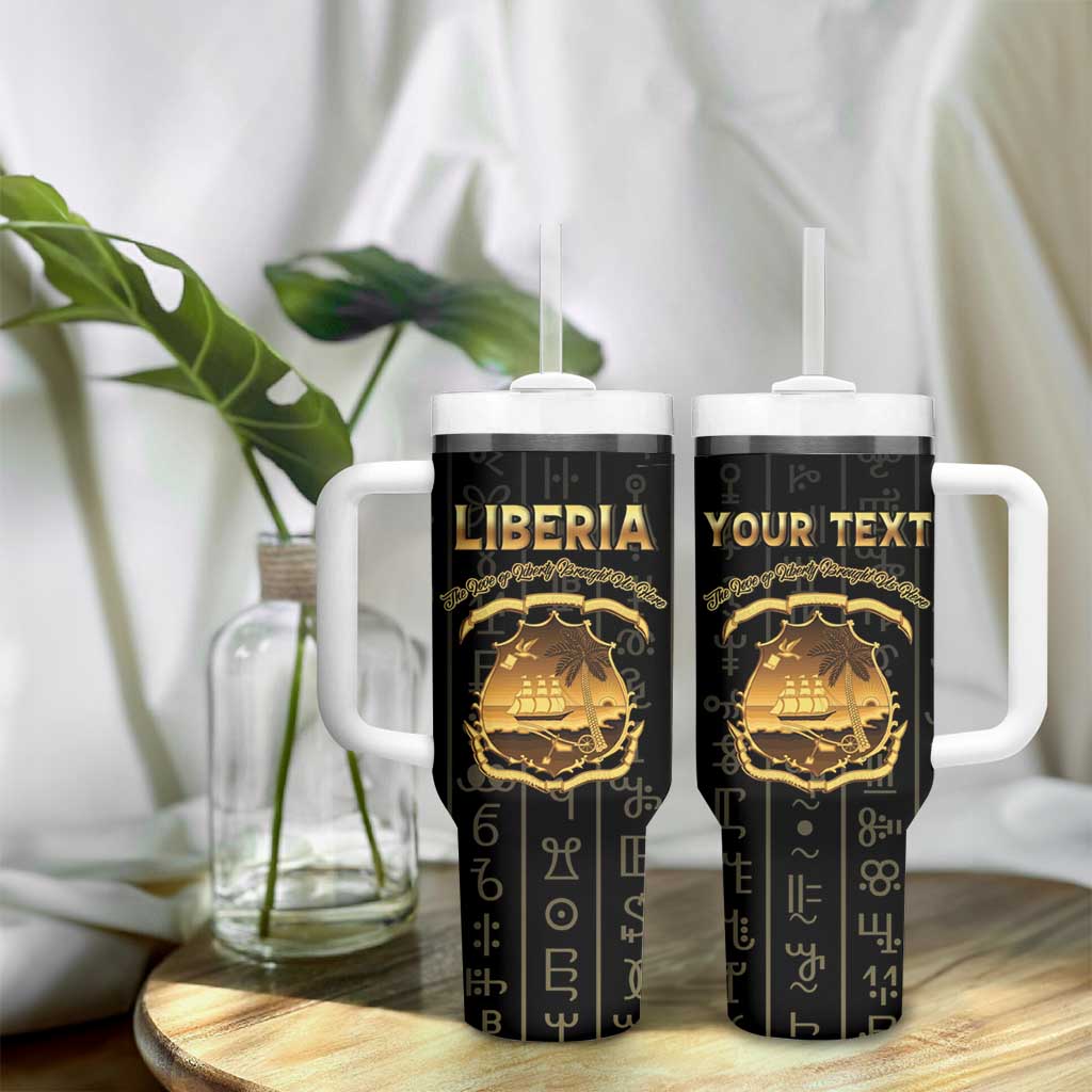Personalized Liberia Tumbler With Handle Vai Syllabary Pattern - African Pride