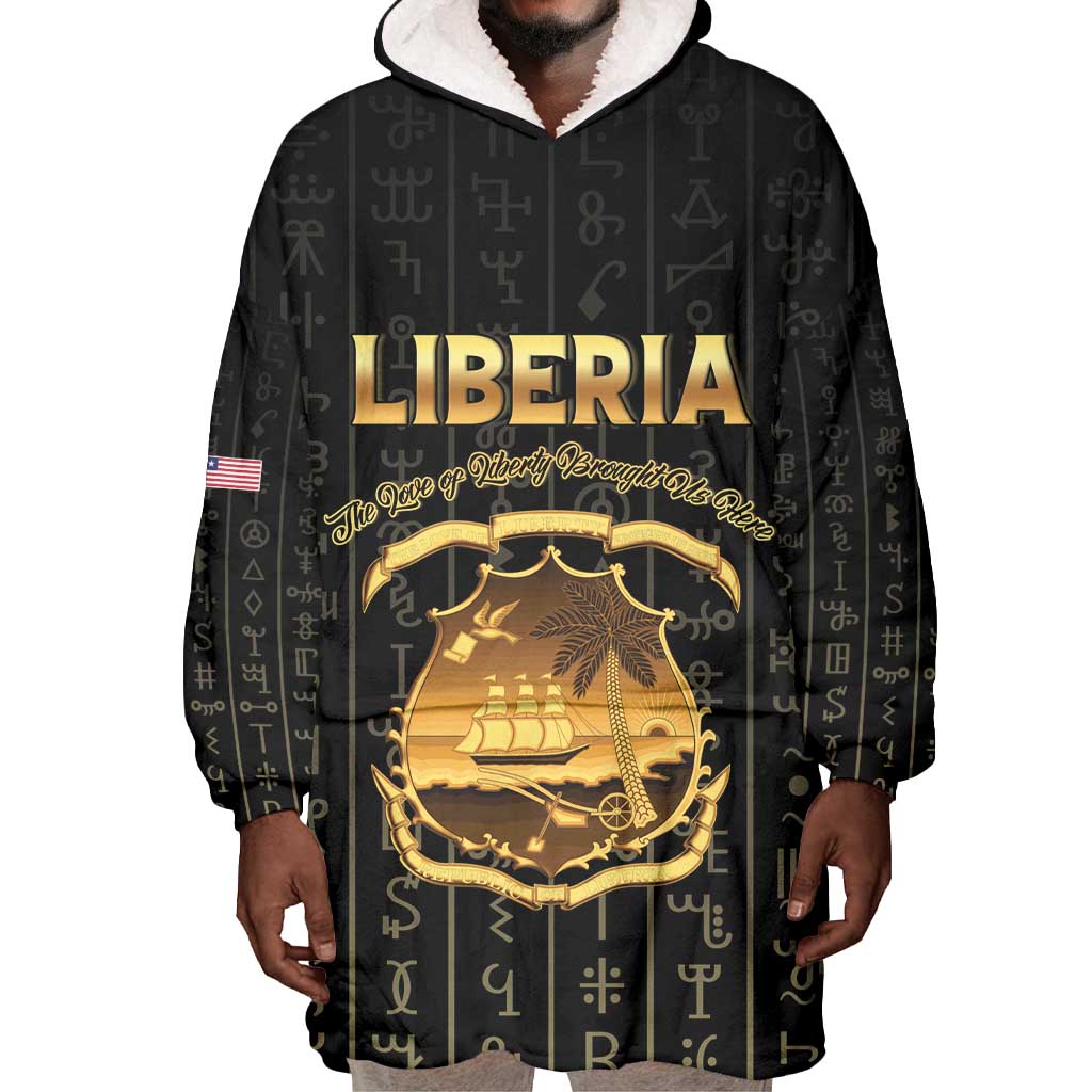 Personalized Liberia Wearable Blanket Hoodie Vai Syllabary Pattern - African Pride