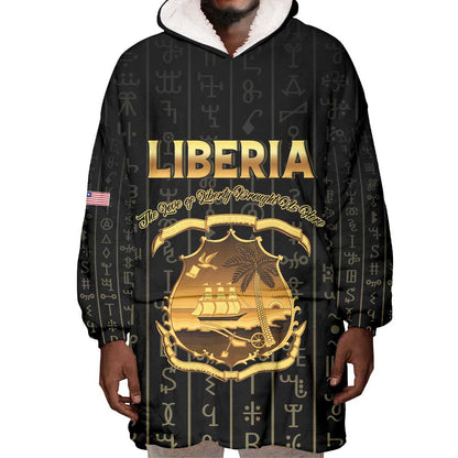 Personalized Liberia Wearable Blanket Hoodie Vai Syllabary Pattern - African Pride