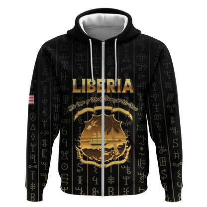 Personalized Liberia Zip Hoodie Vai Syllabary Pattern - African Pride