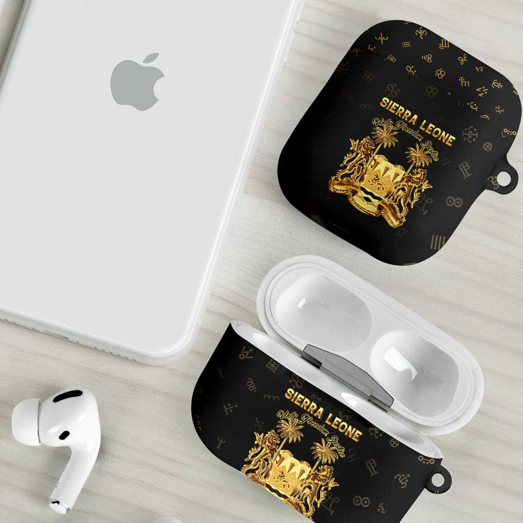 Sierra Leone Vai Syllabary Heritage AirPods Case National Emblem Golden Style